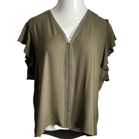 White House Black Market Tops - White House Black Market Olive Green Women's Top Size XL